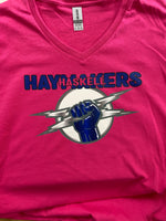 Football Haymaker Ladies V Neck T-Shirt