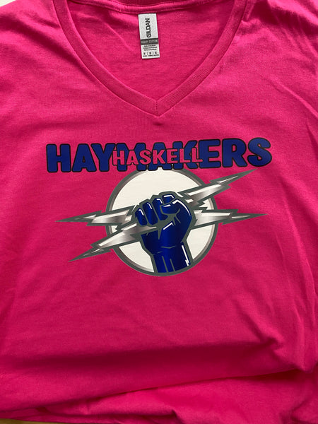 Football Haymaker Ladies V Neck T-Shirt