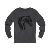 Jersey Long Sleeve Tee with Horse Head Print - AdeleEmbroidery