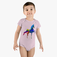 Baby Short Sleeve Onesie® MultiColor Saddlebred Print