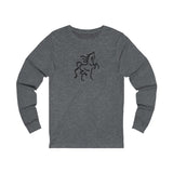 Unisex Jersey Long Sleeve Tee with Horse Print - AdeleEmbroidery