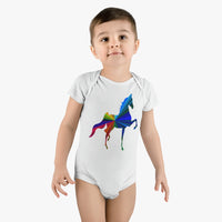 Baby Short Sleeve Onesie® MultiColor Saddlebred Print