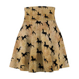 Women's Skater Skirt Brown and Black Saddlebred Print