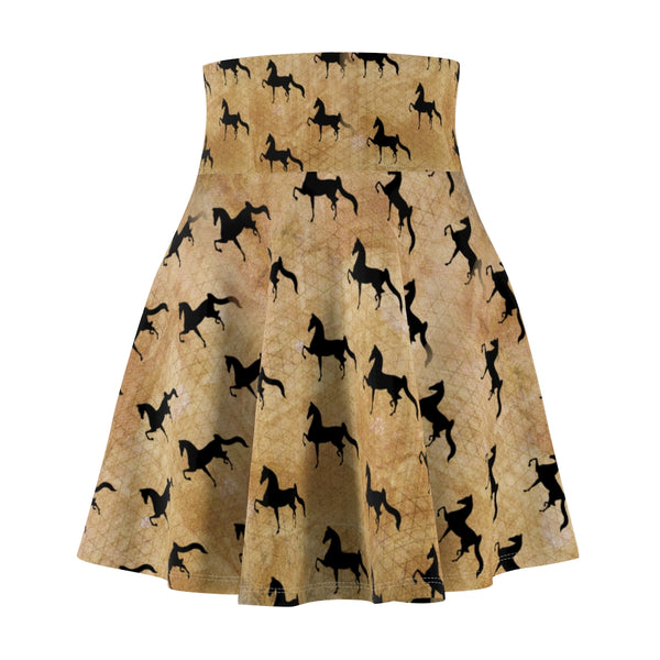 Women's Skater Skirt Brown and Black Saddlebred Print