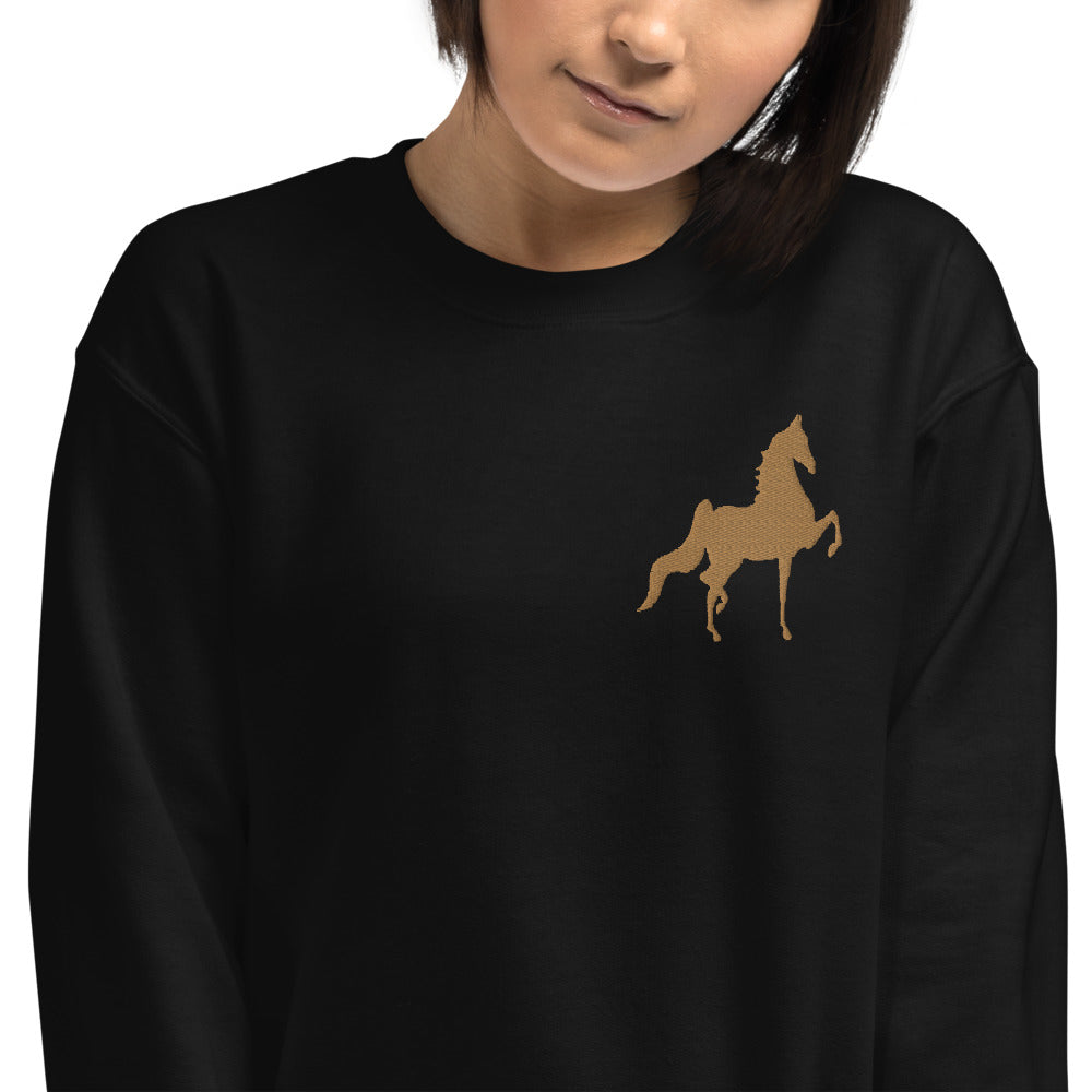 Unisex Sweatshirt with Old Gold Saddlebred Embroidered - AdeleEmbroidery