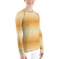 Women's Rash Guard Brown Flowers - AdeleEmbroidery