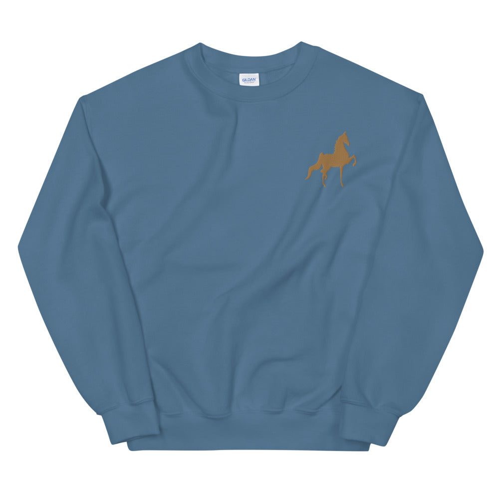 Unisex Sweatshirt with Old Gold Saddlebred Embroidered - AdeleEmbroidery