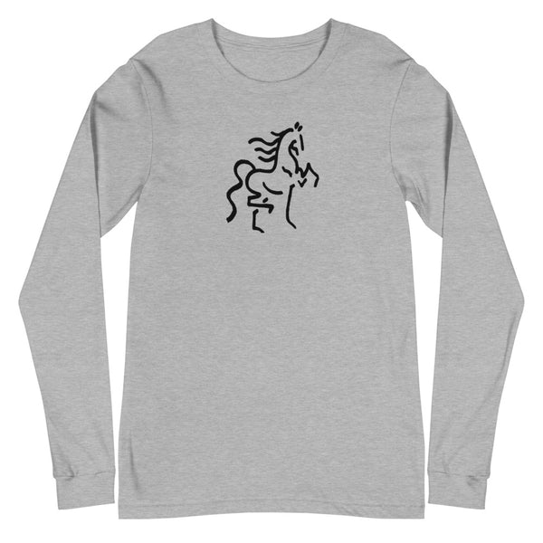 Unisex Long Sleeve Tee with Horse Print - AdeleEmbroidery