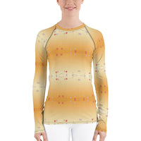 Women's Rash Guard Brown Flowers - AdeleEmbroidery