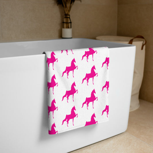 Towel 30"x60" Pink Saddlebred Print - AdeleEmbroidery