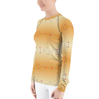 Women's Rash Guard Brown Flowers - AdeleEmbroidery