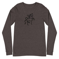 Unisex Long Sleeve Tee with Horse Print - AdeleEmbroidery