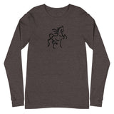 Unisex Long Sleeve Tee with Horse Print - AdeleEmbroidery