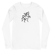 Unisex Long Sleeve Tee with Horse Print - AdeleEmbroidery