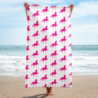 Towel 30"x60" Pink Saddlebred Print - AdeleEmbroidery