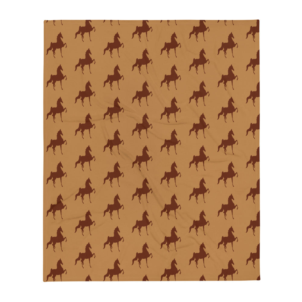 Throw Blanket Brown Saddlebred Print - AdeleEmbroidery