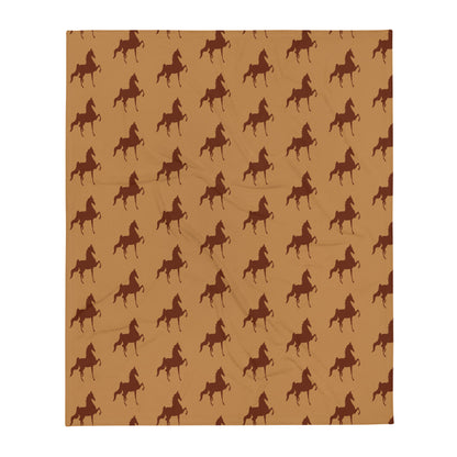 Throw Blanket Brown Saddlebred Print - AdeleEmbroidery