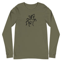 Unisex Long Sleeve Tee with Horse Print - AdeleEmbroidery