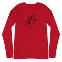 Unisex Long Sleeve Tee with Horse Print - AdeleEmbroidery