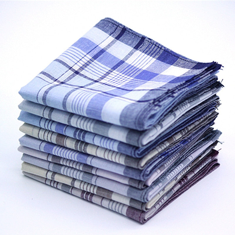 5Pcs Multicolor Plaid Stripe Handkerchiefs  100% Cotton - AdeleEmbroidery