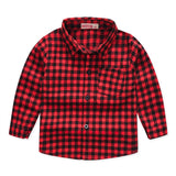 Boys Long Sleeve Classic Plaid Lapel Shirts - AdeleEmbroidery