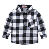 Boys Long Sleeve Classic Plaid Lapel Shirts - AdeleEmbroidery