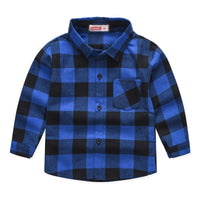 Boys Long Sleeve Classic Plaid Lapel Shirts - AdeleEmbroidery