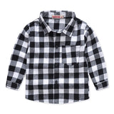 Boys Long Sleeve Classic Plaid Lapel Shirts - AdeleEmbroidery