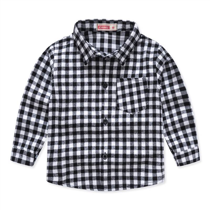 Boys Long Sleeve Classic Plaid Lapel Shirts - AdeleEmbroidery