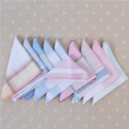 5Pcs Multicolor Plaid Stripe Handkerchiefs  100% Cotton - AdeleEmbroidery