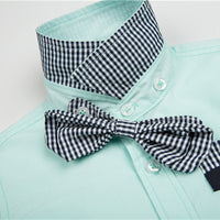 Children's Shirts England Style With Plaid Bow Tie