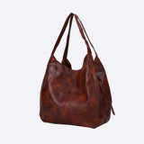 Women’s Faux Leather Oversized Tote Bag - AdeleEmbroidery