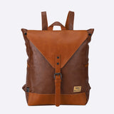 Faux Leather Tan Buckle Front Backpack - AdeleEmbroidery